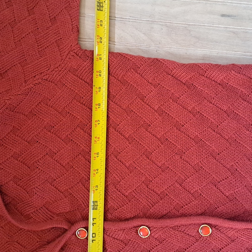 Koret Rust Red Textured Knit Woven Granny Comfy Cardigan Jacket Button Front - Picture 9 of 10